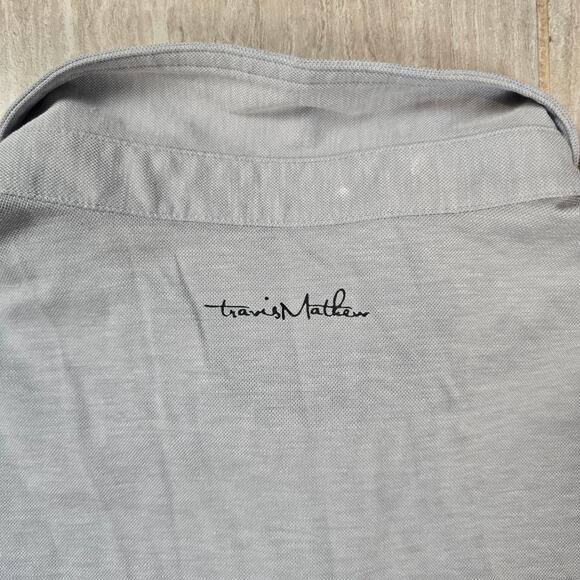 Travis Matthews Salad Days Polo Shirt Mens Size 2XLarge Gray Color Block Short - Picture 7 of 7